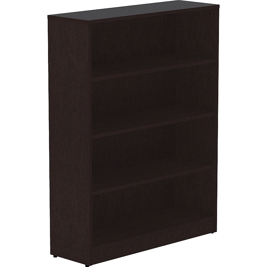Lorell Laminate Bookcase x 0.8" Thickness Shelf, 48" Height x 36" Width x 12" Depth - 4 Shelve(s) - 3 Adjustable Shelf(ves) - Square Edge - Material: Thermofused Laminate (TFL) - Finish: Espresso (LLR18227)
