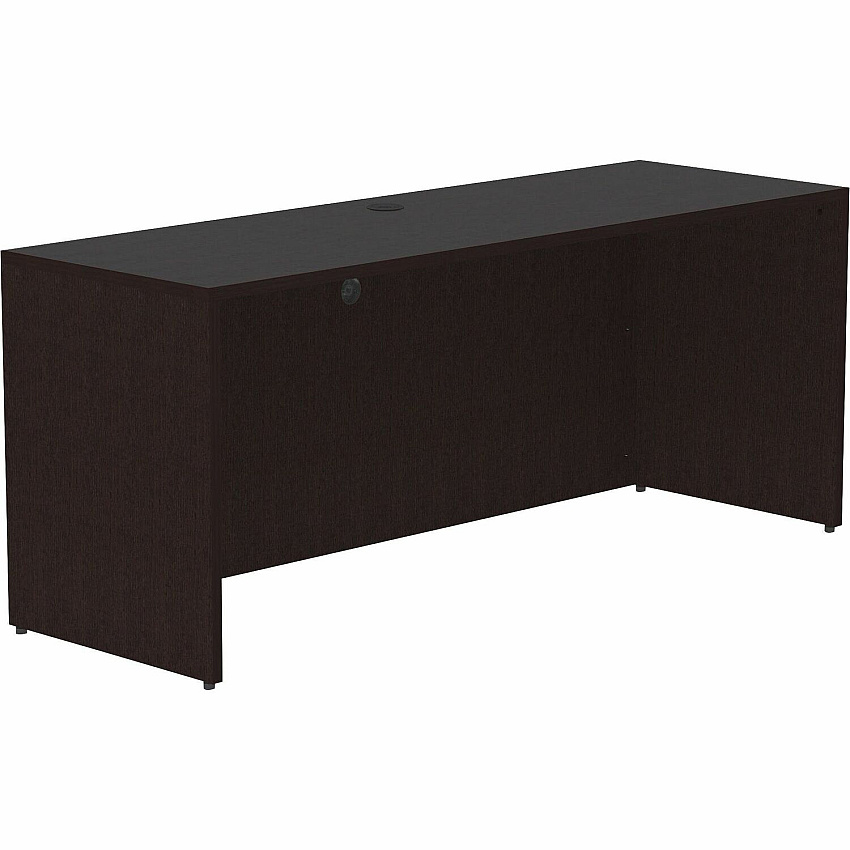 Lorell Essentials Series Credenza Shell 29.5" Height x 70.9" Width x 23.6" Depth - Finish: Espresso, Silver Brush - Grommet, Adjustable Feet, Durable, Laminated, Cam Lock, Cord Management (LLR18212)