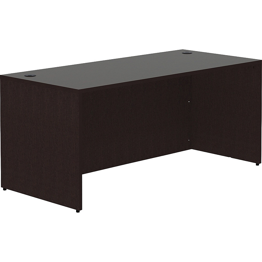 Lorell Essentials Series Rectangular Desk Shell 29.5" Height x 66" Width x 30" Depth Desk Shell, x 1" Thickness Top - Finish: Espresso (LLR18207)