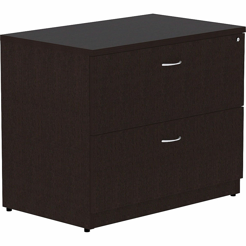 Lorell Essentials Series Lateral File x 1" Thickness Top, 29.5" Height x 36" Width x 22" Depth Lateral File - 2 x File Drawer(s) - Material: Laminate - Finish: Espresso (LLR18223)