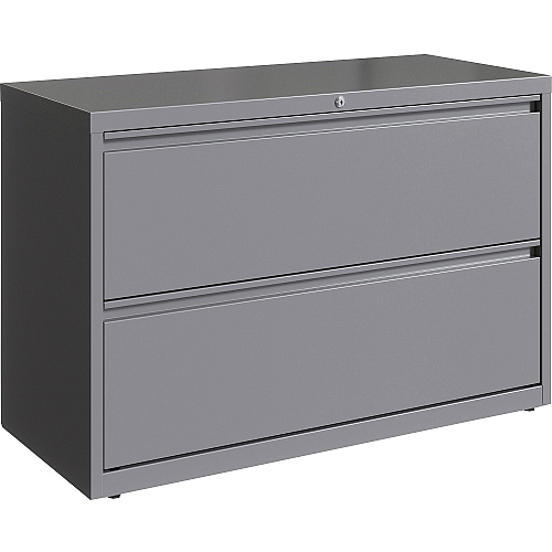 Lorell Fortress Series Lateral File 42" Width x 18.6" Depth x 28" Height - 2 x Drawer(s) for File - Letter, Legal, A4 - Lateral - Hanging Rail, Magnetic Label Holder, Locking Drawer, Locking Bar, Ball Bearing Slide, Reinforced Base, Adjustable  (LLR00041)