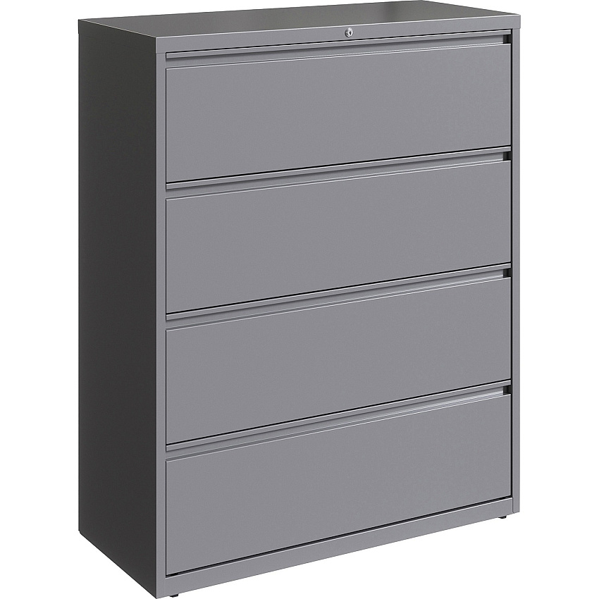 Lorell Fortress Series Lateral File 42" Width x 18.6" Depth x 52.5" Height - 4 x Drawer(s) for File - Letter, Legal, A4 - Lateral - Hanging Rail, Magnetic Label Holder, Locking Drawer, Locking Bar, Ball Bearing Slide, Reinforced Base, Adjustabl (LLR00043)