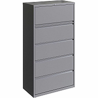 Lorell Fortress Series Lateral File 36" Width x 18.6" Depth x 67.6" Height - 5 x Drawer(s) for File - Letter, Legal, A4 - Lateral - Hanging Rail, Magnetic Label Holder, Locking Drawer, Locking Bar, Ball Bearing Slide, Reinforced Base, Adjustabl (LLR00040)