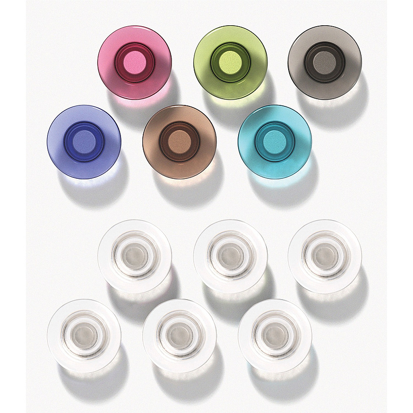 Quartet Glass Board Magnets 0.5" Diameter - Cylinder - Rounded Edge - 12 / Pack - Assorted, Clear (85393)