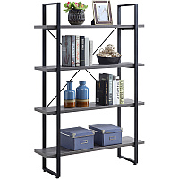 Lorell SOHO Rustic Metal Frame Bookcase 57.5