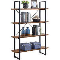 Lorell SOHO Rustic Metal Frame Bookcase 57.5