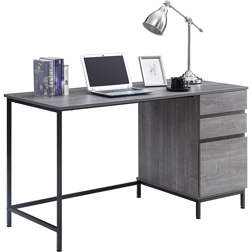 Lorell SOHO Desk with Side Drawers 30" Height x 55" Width x 23.6" Depth - 3 x File Drawer(s) - Single Pedestal on Right Side - Finish: Charcoal (LLR97616)