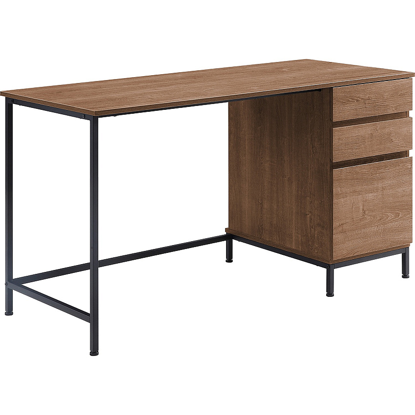 Lorell SOHO Desk with Side Drawers 30" Height x 55" Width x 23.6" Depth - 3 x File Drawer(s) - Single Pedestal on Right Side - Finish: Walnut (LLR97615)