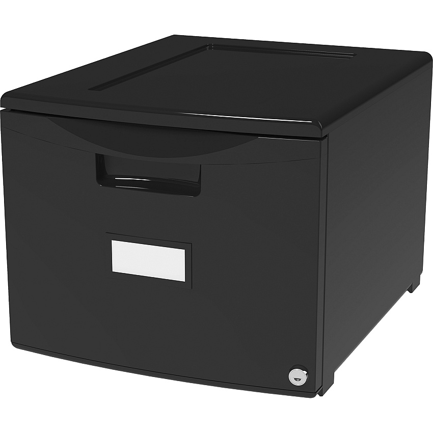 Storex 18" Stackable File Drawer 18.3" Length x 14.8" Width x 12.8" Height - 1 x Drawer(s) for File - Stackable, Lightweight, Durable, Moisture Resistant, Rust Resistant, Scratch Resistant, Dent Resistant, Locking Drawer, Label Holder - Black  (61265B01C)