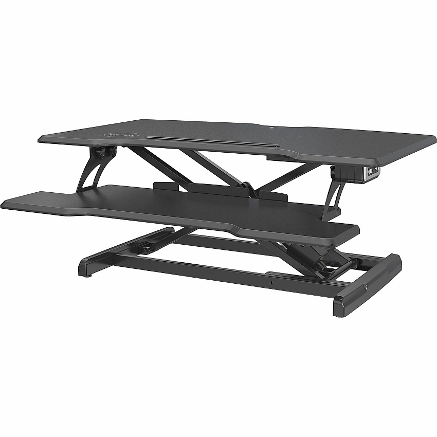 Lorell Electric Desk Riser with Wireless Device Charging 20" Height x 19.25" Width x 33.50" Depth - Desktop - Black (LLR99530)