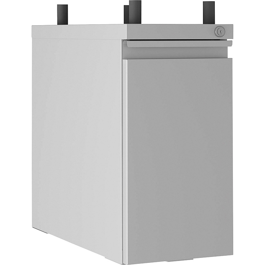 Lorell Slim Hanging Tower File Cabinet with Concealed Drawer 10" Width x 20" Depth x 19.2" Height - Letter, Legal - Vertical - Casters, Compact, Storage Space, Hanging Rail, Key Lock - Silver - Powder Coated - Metal - Recycled (LLR00046)