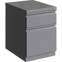 Lorell 20" Box/File Mobile Pedestal 15" Width x 19.9" Depth x 23.8" Height for Box, File - Letter - Mobility, Ball-bearing Suspension, Removable Lock, Pull-out Drawer, Recessed Drawer, Anti-tip, Casters, Key Lock - Silver - Steel - Recycled (LLR00054)