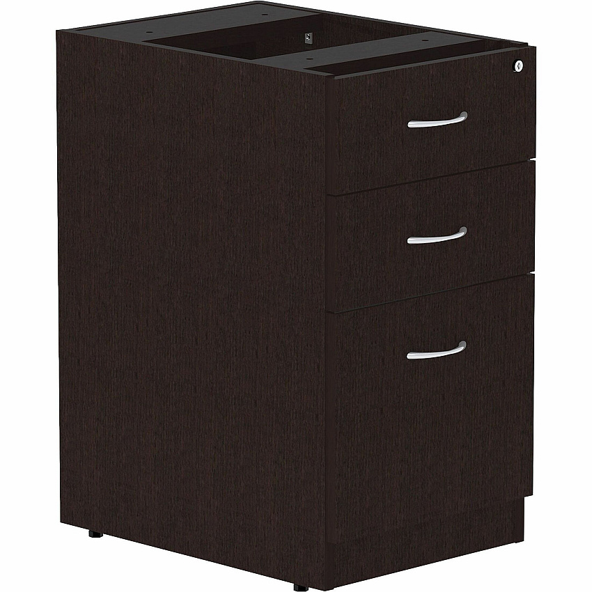 Lorell Essentials Series Box/Box/File Fixed File Cabinet 28.3" Height x 16" Width x 22" Depth Pedestal - Finish: Espresso, Silver Brush (LLR18220)