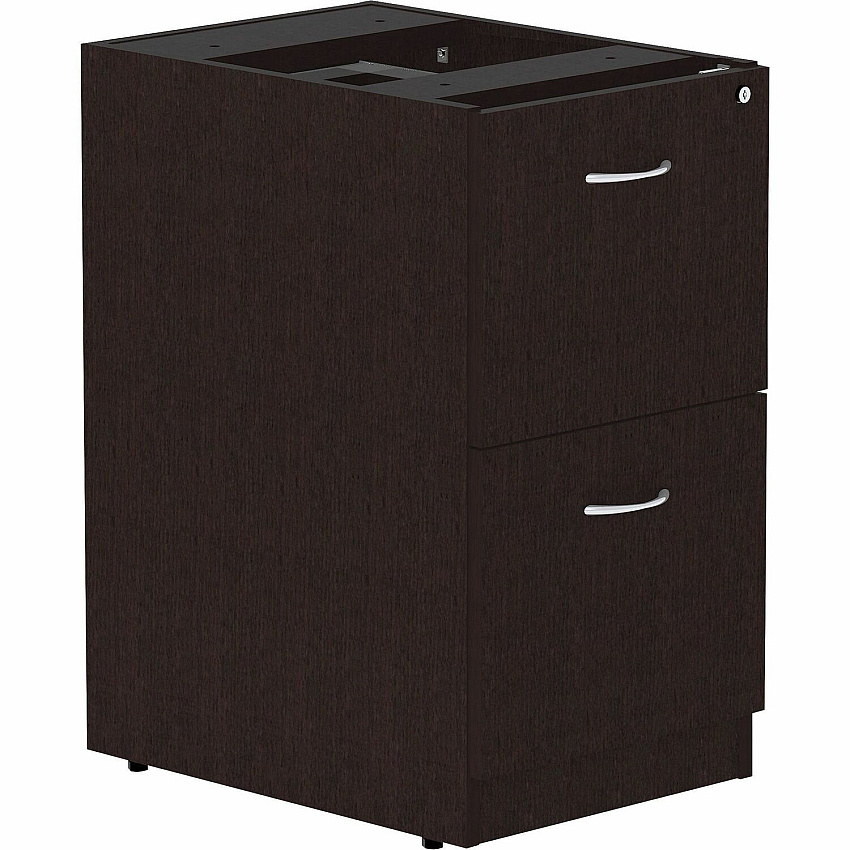 Lorell Essentials Series File/File Fixed File Cabinet 28.3" Height x 16" Width x 22" Depth Pedestal - Finish: Espresso, Silver Brush (LLR18221)