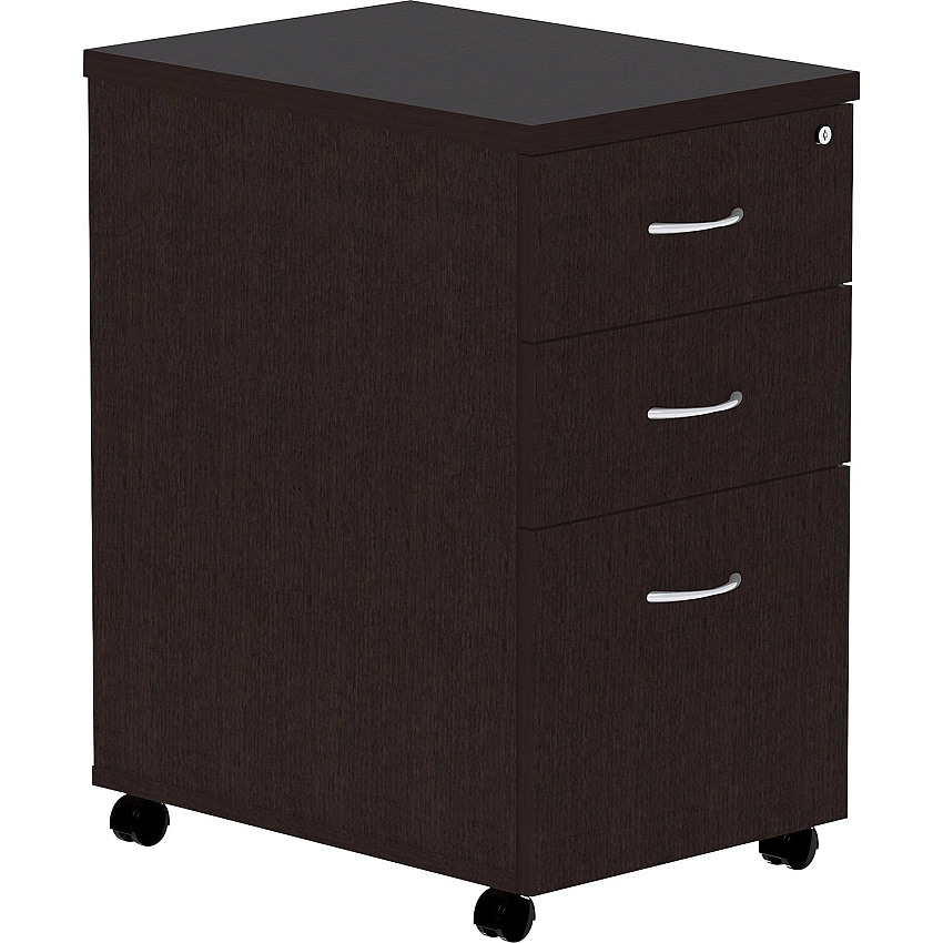 Lorell Essentials Series Box/Box/File Mobile File Cabinet 28.3" Height x 16" Width x 22" Depth Pedestal, x 1" Thickness Top - Finish: Espresso, Silver Brush (LLR18218)