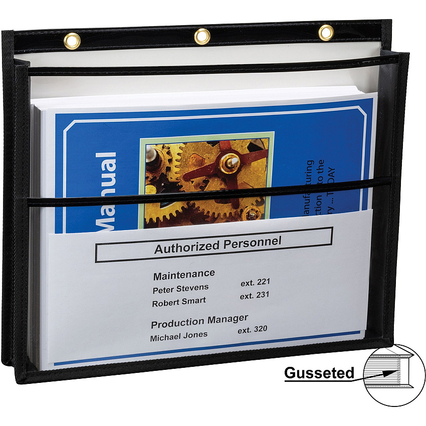 C-Line Dual Pocket Shop Ticket 0.2" Height x 11.1" Width x 13.1" Length - Fabric, Metal - Black - 10 / Box (43401)
