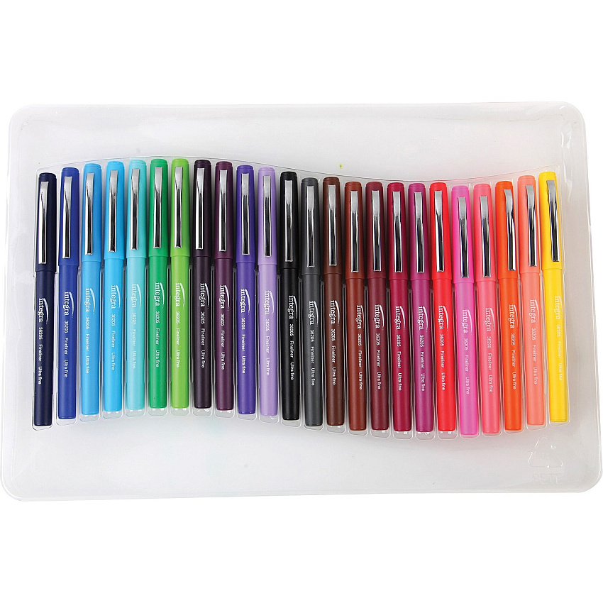 Integra Fineliner Ultra Fine Tip Marker Pen Ultra Fine Pen Point - Assorted Ink - Liquid - Assorted Barrel - 24 / Pack (36205)