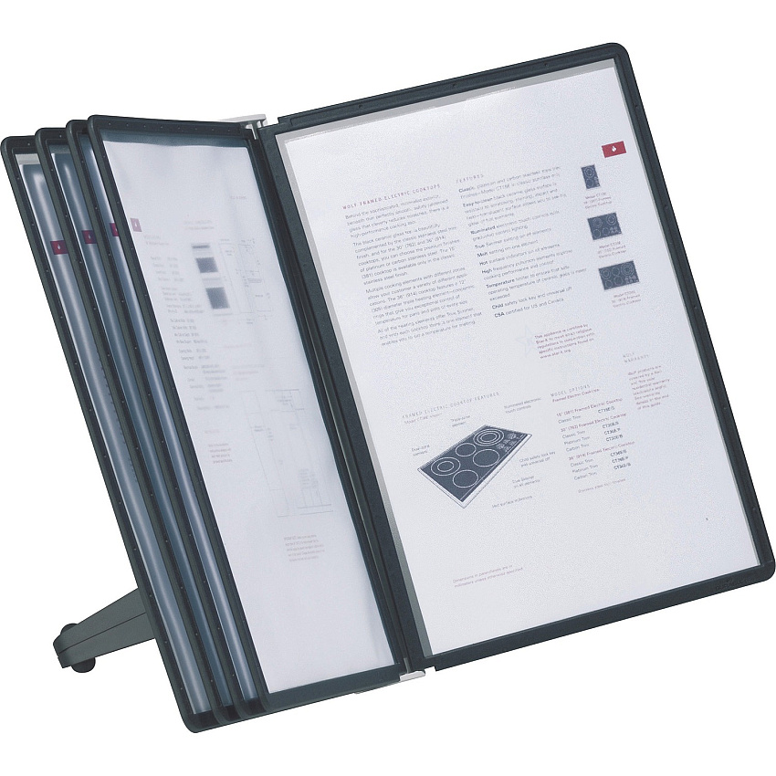 SHERPA SOHO Space Saving Reference Stand Desktop 5 Panels - Support Letter 8.50" x 11" Media - Rugged, Anti-glare - Black - 3.2" Height x 10.2" Width x 13" Depth - 1 Each (555001)