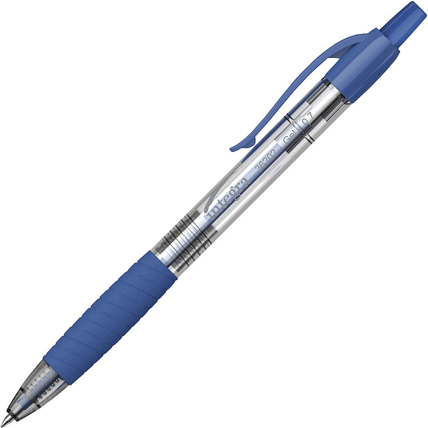 Integra Retractable 0.7mm Gel Pen 0.7 mm Medium Pen Point - Retractable - Blue Ink - Gel-based - Blue Barrel - 1 Dozen (36202)