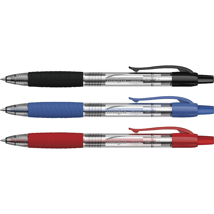 Integra Retractable 0.7mm Gel Pen Medium Pen Point - 0.7 mm Pen Point Size - Retractable - Assorted Gel-based Ink - Assorted Barrel - 3 / Pack (36204)