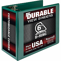 Samsill Nonstick 6" Locking D-Ring View Binder 6" Binder Capacity - 1225 Sheet Capacity - 3 Ring(s) - Fastener(s): D-Ring - Pocket(s): 2, Internal - Green - 2.73 lb - Recycled - Lockable, Non-stick, Concealed Rivet, Ink-transfer Resistant, Clear O (16424)
