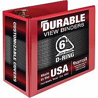Samsill Nonstick 6" Locking D-Ring View Binder 6" Binder Capacity - 1225 Sheet Capacity - 3 Ring(s) - Fastener(s): D-Ring - Pocket(s): 2, Internal - Red - 2.73 lb - Recycled - Lockable, Non-stick, Concealed Rivet, Ink-transfer Resistant, Clear Ove (16423)