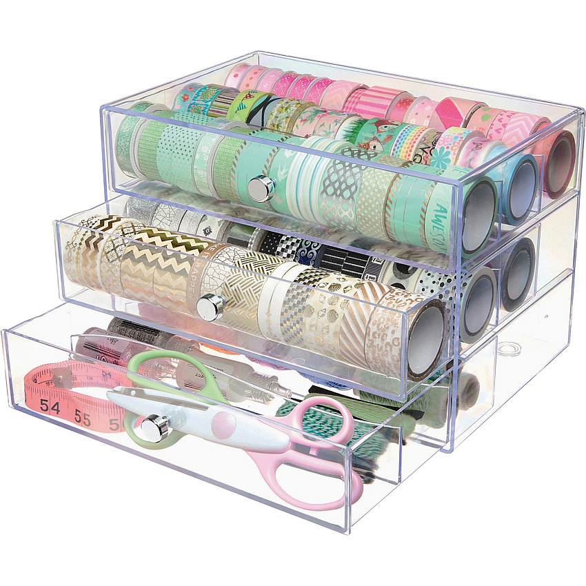 Deflecto 3-Drawer Storage Organizer 3 Drawer(s) - 7" Height x 10" Width x 6.80" Depth - Clear - 1 Each (350901CR)