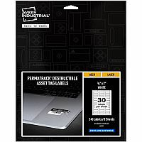 Avery&reg; PermaTrack Destructible Asset Tag Labels 0.75" Length x 2" Width - Rectangular - White - 240 / Pack (60531)