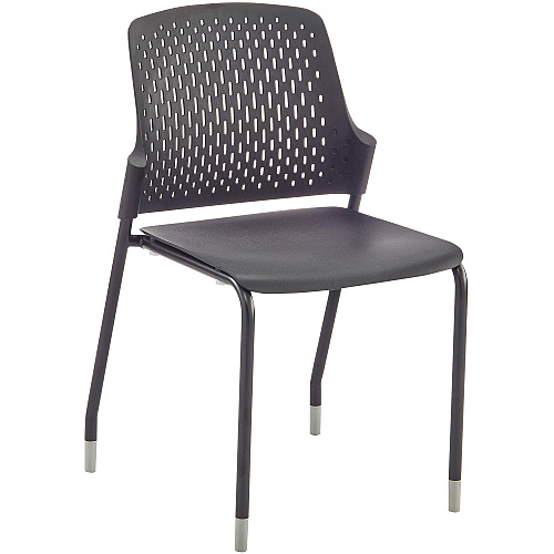 Safco Next Stack Chair Black Seat Color - Polypropylene Seat Material - Black Back Color - Polypropylene Back Material - Tubular Steel Frame Material - Four-legged Base - 4 / Carton (4287BL)