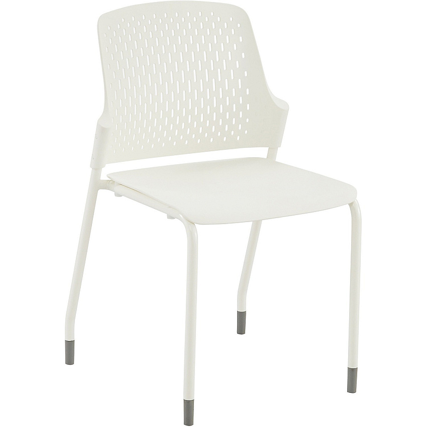 Safco Next Stack Chair White Seat Color - Polypropylene Seat Material - White Back Color - Polypropylene Back Material - Tubular Steel Frame Material - Four-legged Base - 4 / Carton (4287WH)