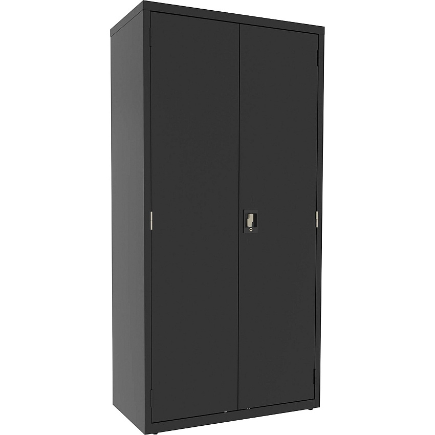 Lorell Fortress Series Janitorial Cabinet 36" Width x 18" Depth x 72" Height - 4 x Shelf(ves) - Hinged Door(s) - Locking System, Welded, Sturdy, Recessed Locking Handle, Durable, Removable Lock, Storage Space, Adjustable Shelf - Black - Powder  (LLR00018)