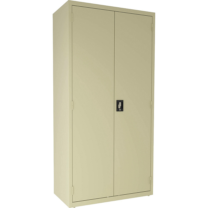 Lorell Fortress Series Janitorial Cabinet 36" Width x 18" Depth x 72" Height - 4 x Shelf(ves) - Hinged Door(s) - Locking System, Welded, Sturdy, Recessed Locking Handle, Durable, Powder Coat Finish, Storage Space, Adjustable Shelf - Putty - Ste (LLR00017)