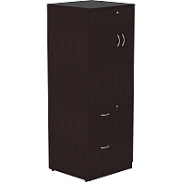 Lorell Essentials Series Tall Storage Cabinet 65.6" Height x 23.6" Width x 23.6" Depth Cabinet - 2 x File Drawer(s) - 1 Door(s) - 2 Shelve(s) - Material: Laminate, Medium Density Fiberboard (MDF), Particleboard - Finish: Espresso (LLR18229)