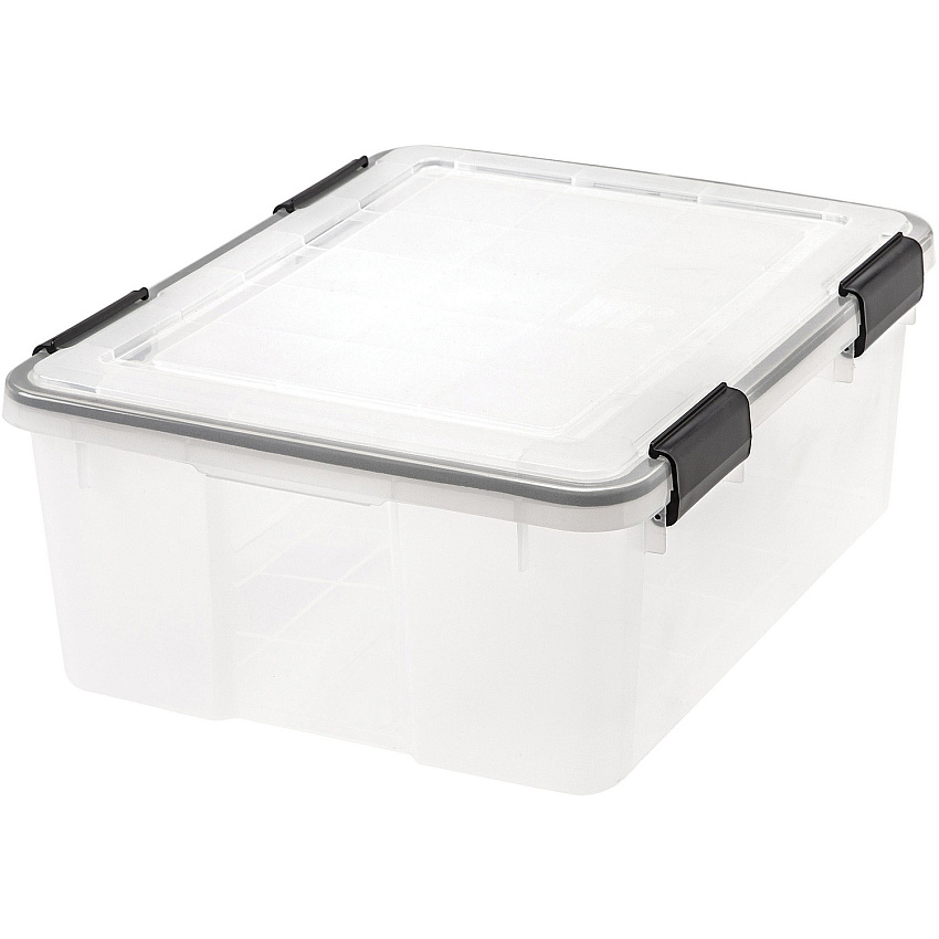 IRIS WeatherTight Heavy-duty Storage Tote Internal Dimensions: 17" Length x 13.50" Width x 6.88" Height - External Dimensions: 19.7" Length x 15.8" Depth x 7.8" Height - 30 lb - 7.65 gal - Lid Lock Closure - Heavy Duty - Stackable - Plastic - Cle (110400)