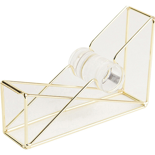 U Brands Vena Tape Dispenser 1" Core - Refillable - Easy to Use, Sturdy, Lightweight - Wire Metal - Gold - 1 Each (3235U0624)