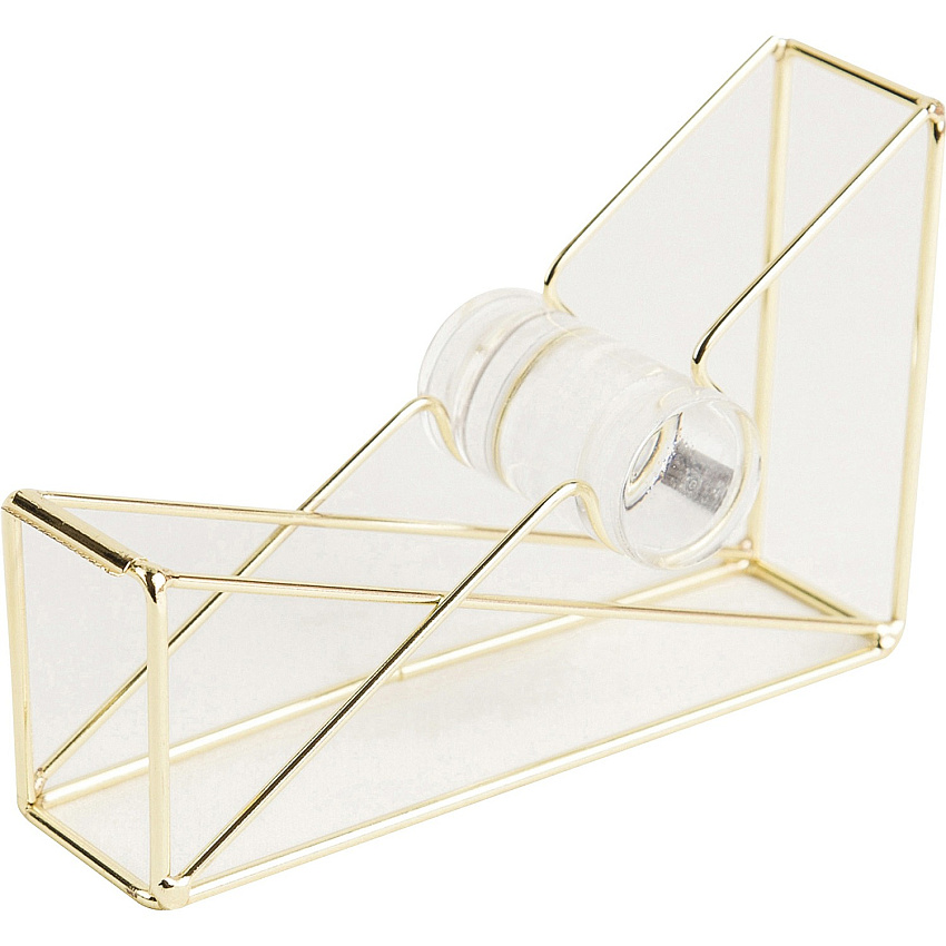 U Brands Vena Tape Dispenser 1" Core - Refillable - Easy to Use, Sturdy, Lightweight - Wire Metal - Gold - 1 Each (3235U0624)