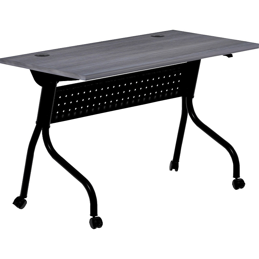 Lorell Flip Top Training Table Charcoal Rectangle, Melamine Top - Black Four Leg Base - 4 Legs x 48" Table Top Width x 23.60" Table Top Depth - 29.50" Height - Melamine - 1 Each (LLR59489)