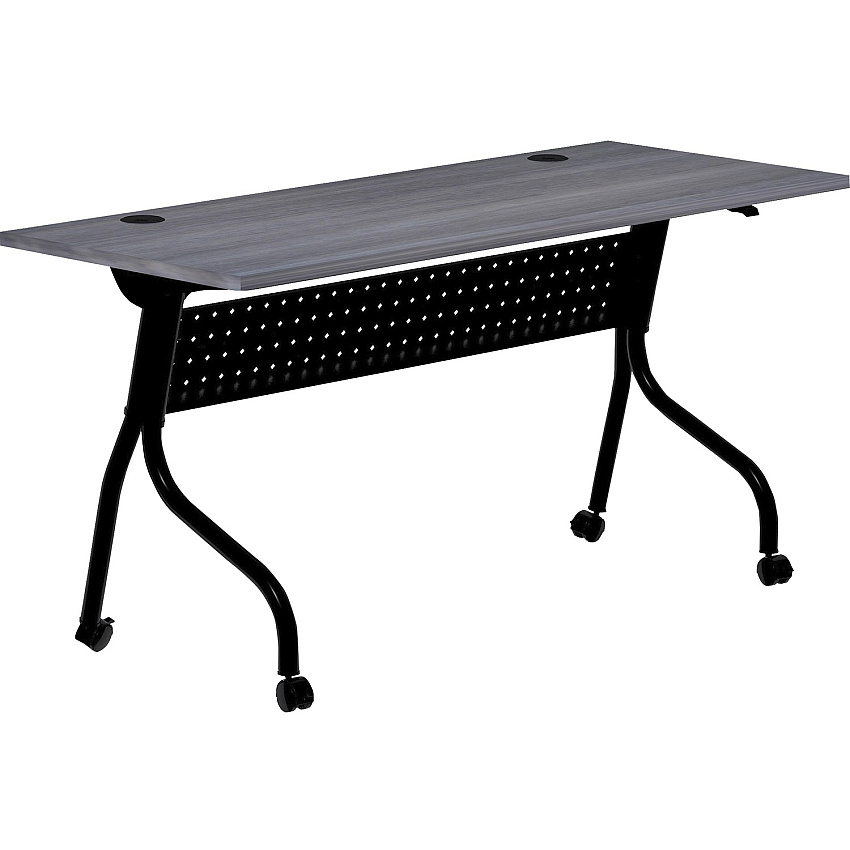 Lorell Flip Top Training Table Charcoal Rectangle, Melamine Top - Black Four Leg Base - 4 Legs x 60" Table Top Width x 23.60" Table Top Depth - 29.50" Height - Melamine - 1 Each (LLR59487)