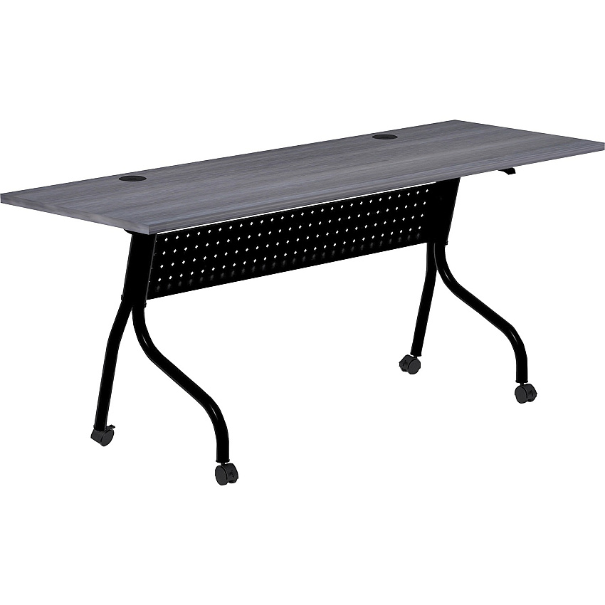 Lorell Flip Top Training Table Charcoal Rectangle, Melamine Top - Black Four Leg Base - 4 Legs x 72" Table Top Width x 23.60" Table Top Depth - 29.50" Height - Melamine - 1 Each (LLR59488)