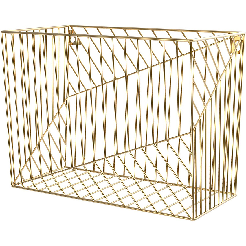 U Brands Vena Hanging File Basket 6.80" Height x 9.50" Width x 12.40" Length - Desktop - Gold - Metal Wire - 1 Each (3231U0206)