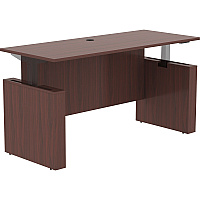 Lorell Essentials Series Sit-to-Stand Desk Shell x 0.1" Thickness Top, 49" Height x 72" Width x 29" Depth - Finish: Mahogany - Laminate Table Top (LLR69574)