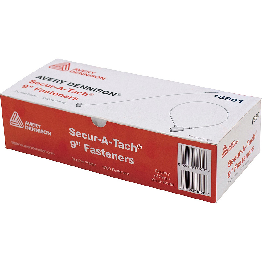 Monarch Secure-A-Tach Fasteners 1000 Fastener(s) Polypropylene - 9" - 1000/Box - Clear (18801)