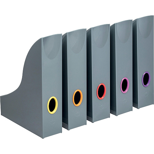 DURABLE VARICOLOR Magazine Rack Set, Gray/Multicolor - 5 pack Gray, Multicolor - 5 / Carton (770657)