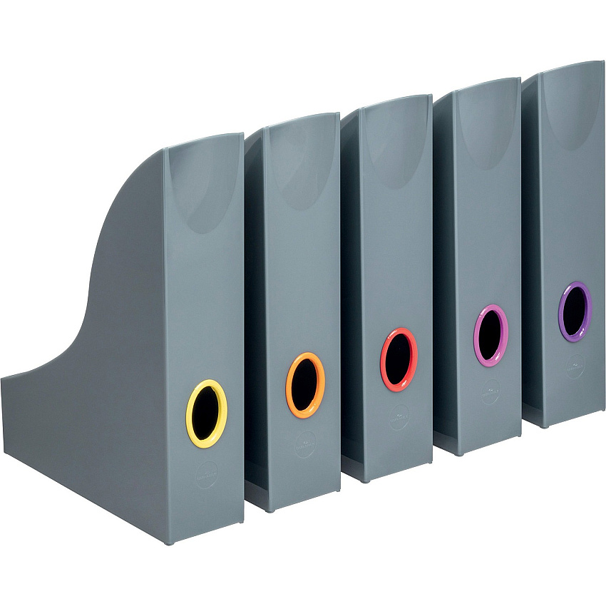 DURABLE VARICOLOR Magazine Rack Set, Gray/Multicolor - 5 pack Gray, Multicolor - 5 / Carton (770657)