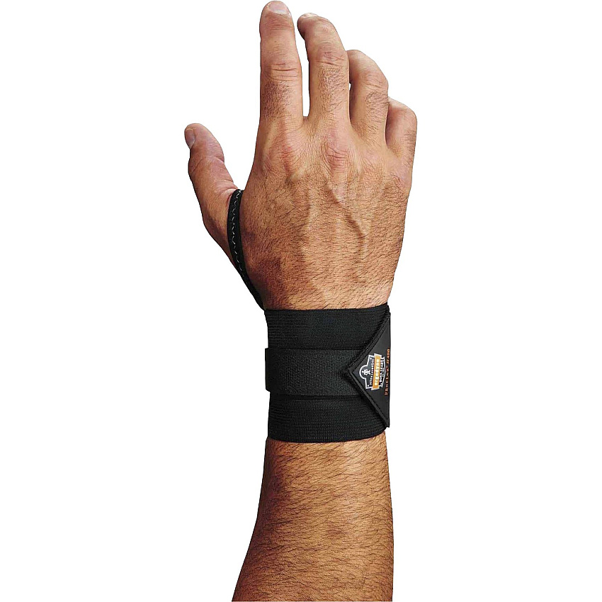 Ergodyne ProFlex 420 Wrist Wrap w/Thumb Loop Small (S)/Medium (M) - Black - Elastic, Woven - 6 / Carton (72224)