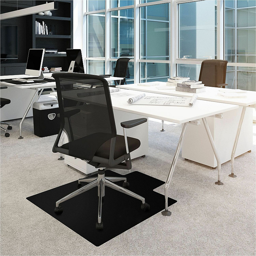Advantagemat Black Advantagemat&reg; Black Vinyl Lipped Chair Mat for Carpets - 36" x 48" 48" Length x 36" Width x 0.090" Depth x 0.090" Thickness - Lip Size 20" Length x 10" Width - Lipped - Classic - Vinyl, Polyvinyl Chloride (PVC) - Blac (FC113648LLBV)
