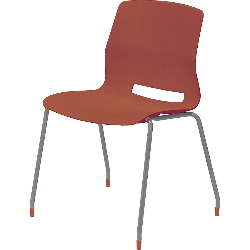 KFI Swey Collection 4-leg Armless Stool Coral Seat Color - Polypropylene Seat Material - Coral Back Color - Polypropylene Back Material - Silver Frame Color - Stainless Steel Frame Material - Four-legged Base - 1 Each (2700P41)