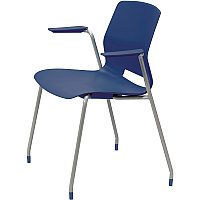 KFI Swey Collection 4-leg Stool With Arms Navy Seat Color - Polypropylene Seat Material - Navy Back Color - Polypropylene Back Material - Silver Frame Color - Stainless Steel Frame Material - Four-legged Base - 1 Each (2701P03)