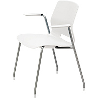 KFI Swey Collection 4-leg Stool With Arms White Seat Color - Polypropylene Seat Material - White Back Color - Polypropylene Back Material - Silver Frame Color - Stainless Steel Frame Material - Four-legged Base - 1 Each (2701P08)