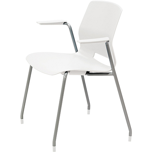 KFI Swey Collection 4-leg Stool With Arms White Seat Color - Polypropylene Seat Material - White Back Color - Polypropylene Back Material - Silver Frame Color - Stainless Steel Frame Material - Four-legged Base - 1 Each (2701P08)